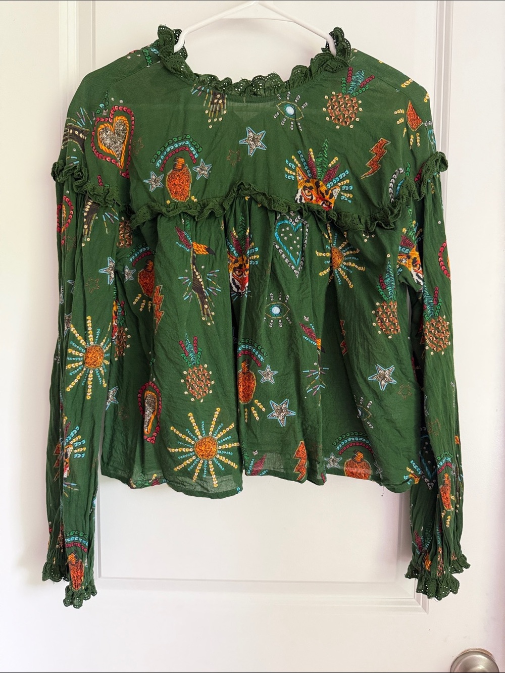 Farm RIO Green Peasant Blouse - Women's Top